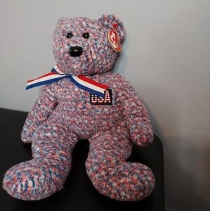 TY Beanie Buddies USA 2002 Flag Teddy Bear